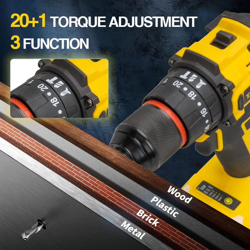 21V 無刷無線電鑽驅動器 35N.M 高扭力可互換電池動力電鑽，適用於日常維修和翻新